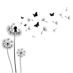 Lot de 4 serviettes en papier découpage collage 33 cm FLEUR PAPILLON NOIR F 807
