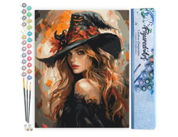 Peinture par Numéro Figured'Art - La jolie Sorcière - Kit de Loisir Créatif DIY Numéro d'Art Complet - 40x50cm sans châssis en bois