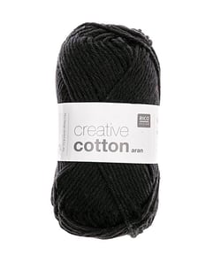 Pelotes de fil à tricoter CREATIVE COTTON ARAN de Rico Design - Laissez libre cours à votre créativité avec douceur et style ! 90 Noir