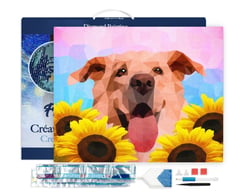 Diamond Painting Broderie Diamant Figured’Art 40x50cm toile tendue sur châssis en bois - diamants carrés - Chien Polygon Art