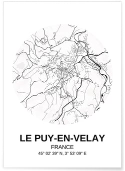 Affiche Carte Le Puy-en-Velay | A3 : 29,7x42cm