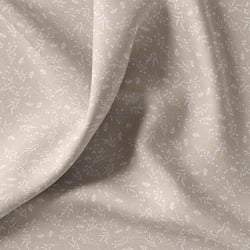 Tissu Coton imprimé floral  Luniva blanc sur fond Beige sable - Au mètre