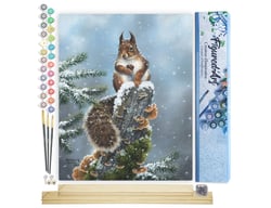 Peinture par Numéro Figured'Art - Ecureuil perché - Kit de Loisir Créatif DIY Numéro d'Art Complet - 40x50cm toile roulée + châssis en bois à monter