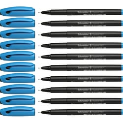 Lot de 10 Feutres Fineliner SCHNEIDER Topliner 967 - Bleu clair - Pointe 0.4 mm - Plastique recyclé