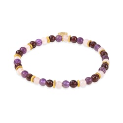 Bracelet en pierres Améthyste Quartz rose et Grenat Taille M - Sloya