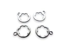 6 Breloques rondes fleur ajourée 19*15mm argent platine
