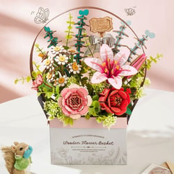 Puzzle 3D 428 pièces - Panier de Fleurs en Bois - Figured'Art