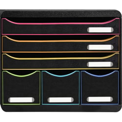 Module de classement Storebox 6 tiroirs Black Office - Noir/arlequin - Exacompta