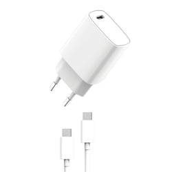 Myway Pack Chargeur Secteur 20W PD avec Cable USB-C Ultra Rapide Blanc