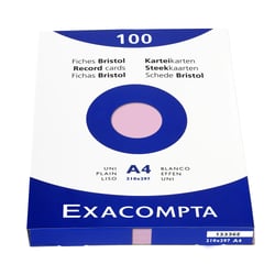 Étui de 100 fiches - bristol uni non perforé 210x297mm - Rose - Exacompta