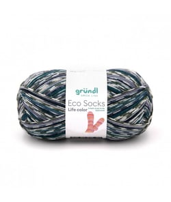 Laine à chaussettes à tricoter ECO SOCKS LIFE COLOR - 100 GR - Grundl - certifiée Oeko-Tex 03 Vert