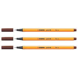 Lot de 3 stylos-feutres pointe fine 0,4 mm - STABILO - Point 88 - Brun
