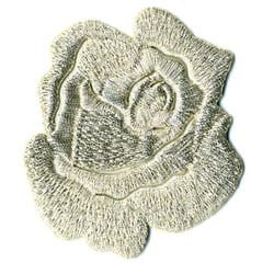 Ecusson thermocollant Rose argent - lurex 4x5cm