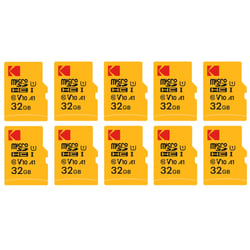 Kodak Lot de 10 Cartes Mémoire Micro SDXC 32 Go Premium – Classe 10 UHS-I – Vitesse Élevée et Fiabilité pour Smartphones, Caméras, Tablettes et Consoles