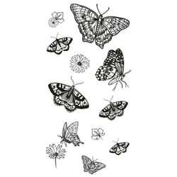 Tampons transparents - Papillons et fleurs - 13 clear stamps - Sizzix