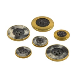 Bouton métal marbré noir et or 4trous fabriqué en France