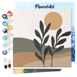 Mini Peinture par Numéro Figured'Art 20x20cm avec cadre Paysage et Plante - Petit Format