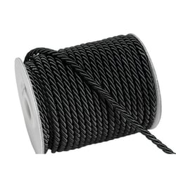 4 mètres de cordon, cordelette unie tressée décoration, scrapbooking couture 4 mm NOIR