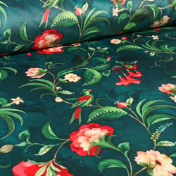 Tissu Velours d'ameublement ras épais tout doux Pipaa sur fond Vert canard