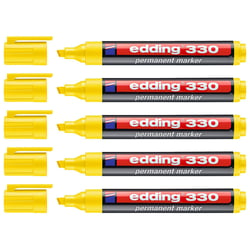 Lot de 5 Marqueurs Permanents Edding 330 Jaune Pointe Biseautée 1-5 mm