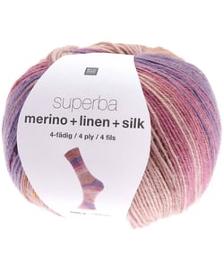 Laine à chaussette Superba Merino + Linen + Silk 4 fils - 100 gr - Rico Design Multicolore (002 - Ethno)