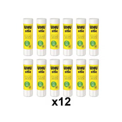 Lot de 12 bâtons de colle blanche UHU 8,2G