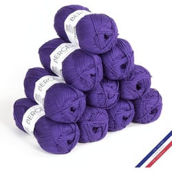 10 pelotes de laine - Glycine - 100% coton bio - 3mm - Tricot et crochet - Bergère de France