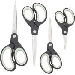 Lot de 4 paires de ciseaux - Différentes tailles - Lames acier - Poignées souples - Rapesco