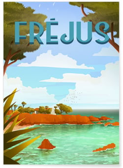 Affiche ville Fréjus | A3 : 29,7x42cm