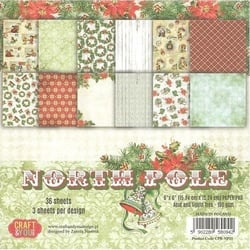36 papiers imprimés scrapbooking 15 x 15 cm CRAFT & YOU NORTH POLE