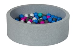 Piscine à balles Aire de jeu + 150 balles blanc, bleu, rose, gris, turquoise - Velinda