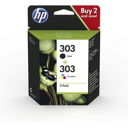 Pack de 2 Cartouches d'encre N°303 3YM92AE Noir + 3 Couleurs HP
