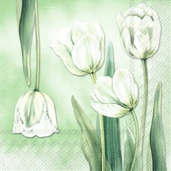 Lot de 4 serviettes en papier découpage collage 33 cm TULIPE BLANCHE F 405