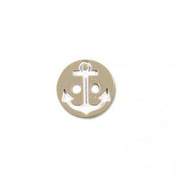 Lot de 6 boutons 2 trous ancre marine beige/blanc 13mm