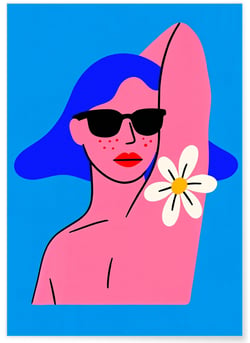 Affiche Femme à la fleur pop | A3 : 29,7x42cm
