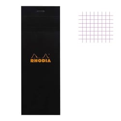 Bloc notes - Shopping -  7,4 x 21 cm - Petits Carreaux - 80 feuilles - Noir - Rhodia