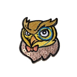 Ecusson thermocollant corbeau et chouette sequin chouette 4,6cm x 3,5cm