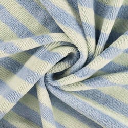 Tissu Micro Eponge Bambou rayures Lyo bleues sur fond Jaune - Au mètre