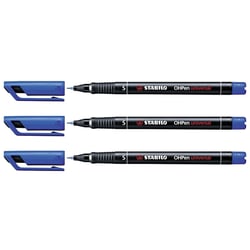 Lot de 3 marqueurs permanents OHPen - STABILO - Pointe 0,4 mm S - Bleu
