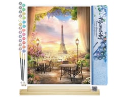 Peinture par Numéro Figured'Art - Paysage romantique de Paris - Kit de Loisir Créatif DIY Numéro d'Art Complet - 40x50cm toile roulée + châssis en bois à monter