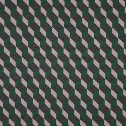 Tissu Jersey Milano Carreaux 3D sur fond Gris chiné