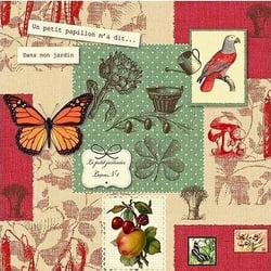 Lot de 4 serviettes en papier découpage collage 33 cm MADEMOISELLE AU JARDIN D 201