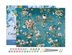 Peinture par Numéro Figured'Art avec Cadre - Fleurs et Oiseaux 2 - Kit de Loisir Créatif DIY Numéro d'Art Complet - 40x50cm toile tendue sur châssis