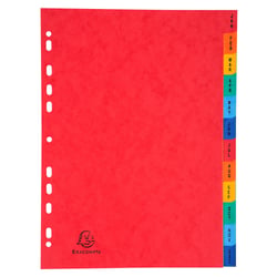 Intercalaires indexés - 12 touches January/December - Couleurs assorties - x 5 - Exacompta