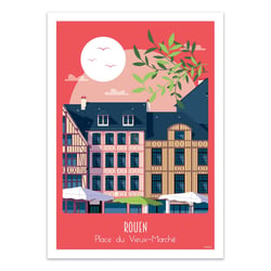 Affiche 30x40 cm - Rouen Place du Vieux-Marché - Raphael Delerue