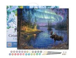 Peinture par Numéro Figured'Art avec Cadre - Elan et aurore boréale - Kit de Loisir Créatif DIY Numéro d'Art - 40x50cm toile tendue sur châssis