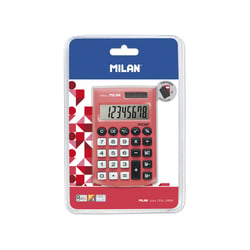 Blister calculatrice Pocket rouge 8 chiffres avec étui