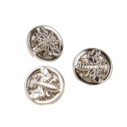 Lot de 3 boutons ronds abeille à queue alliage 10mm argent