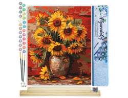 Peinture par Numéro Figured'Art - Vase de tournesols automnal - Kit de Loisir Créatif DIY Numéro d'Art Complet - 40x50cm toile roulée + châssis en bois à monter