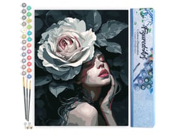 Peinture par Numéro Figured'Art - Femme à la Rose - Kit de Loisir Créatif DIY Numéro d'Art Complet - 40x50cm sans châssis en bois